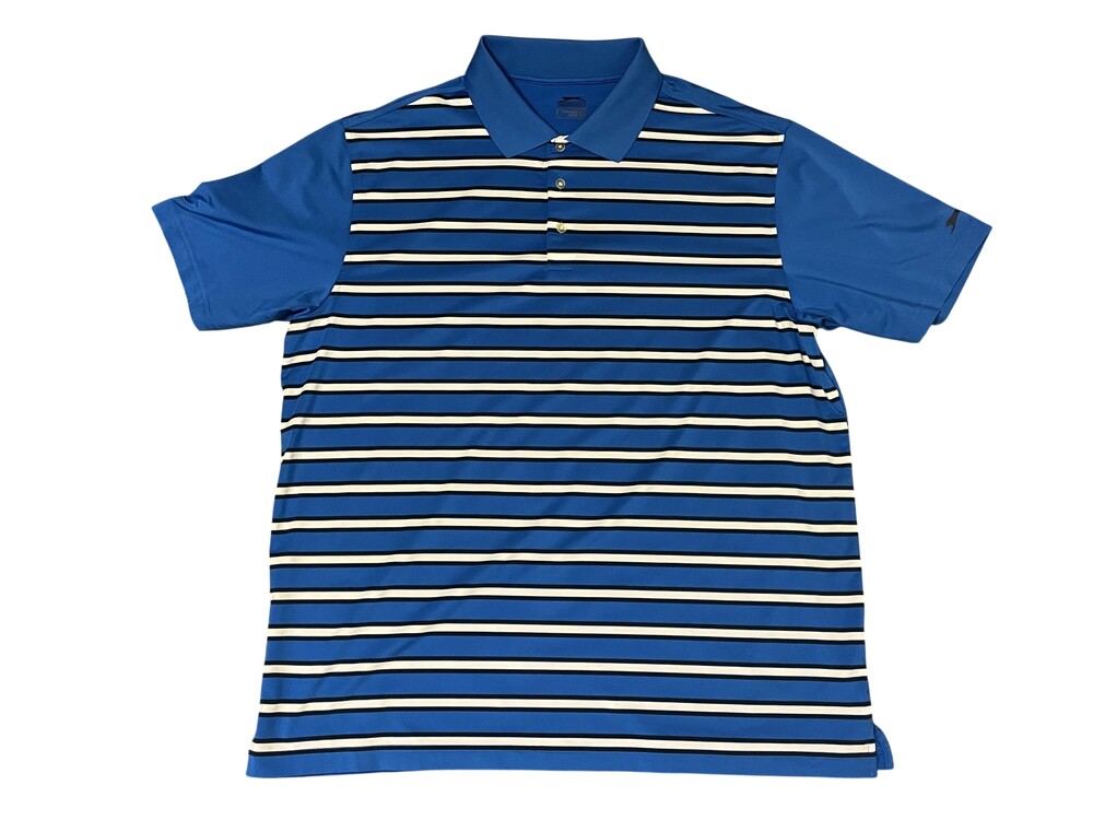 Slazenger Polo Shirt Mens 2XL Blue Striped Golf Performance Moisture Wicking